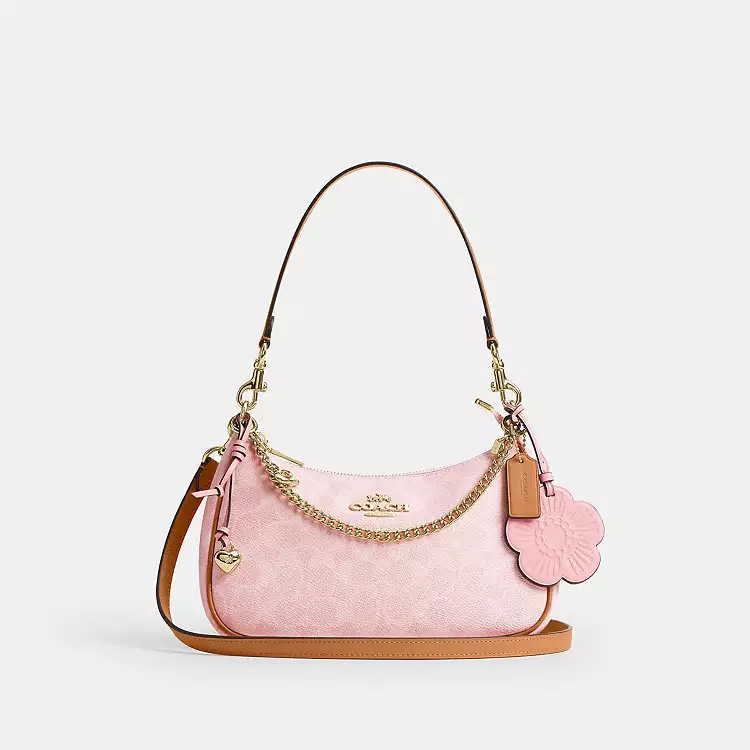 Coach leather handbag on display